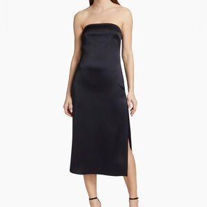 NWT Ramy Brook Sz 2 Lisa Navy Strapless Satin Dress (Retail $565)
